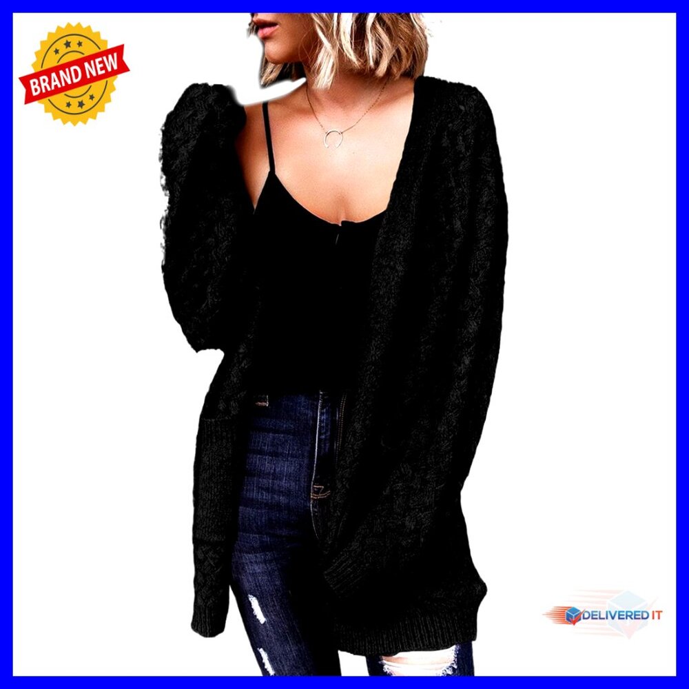 Chunky Cable Knit Cardigan Open Front Long Sleeve Oversized Y2k Chic Sweater